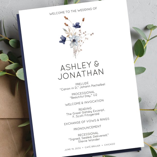 Programa Casamento de Flor Selvagem Russo Moderno Elegante (Criador carregado)