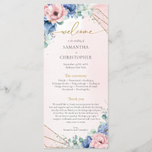 Programa Casamento de flores azuis e rosa