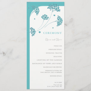 Programa Casamento de Flores de Turquesa Bonitas