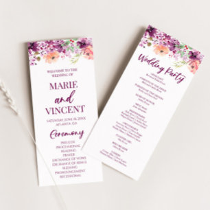 Programa Casamento de Flores Florais Violeta-Roxo