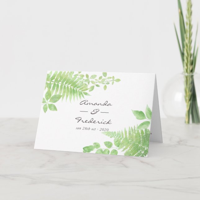 Programa Casamento de Folhagem de Watercolor Greenery (Frente)