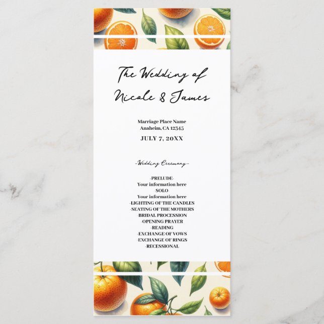 Programa Casamento de Folhas de Laranja com Aquarela (Frente)