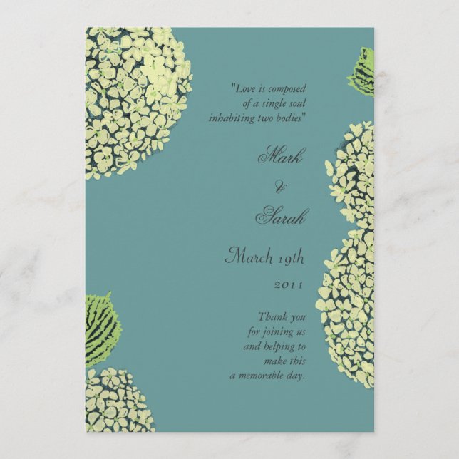 Programa Casamento de Hydrangea Azul (Frente)