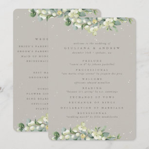 Programa Casamento de Inverno Elegante Greige Snowberry+Euc