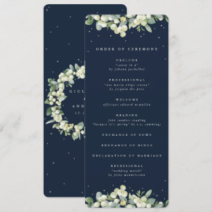 Programa Casamento de Inverno Elegante Navy Snowberry+Eucal