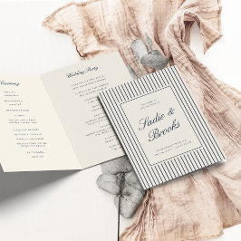 Programa Casamento de Listra Fina Clássica Navy & Creme