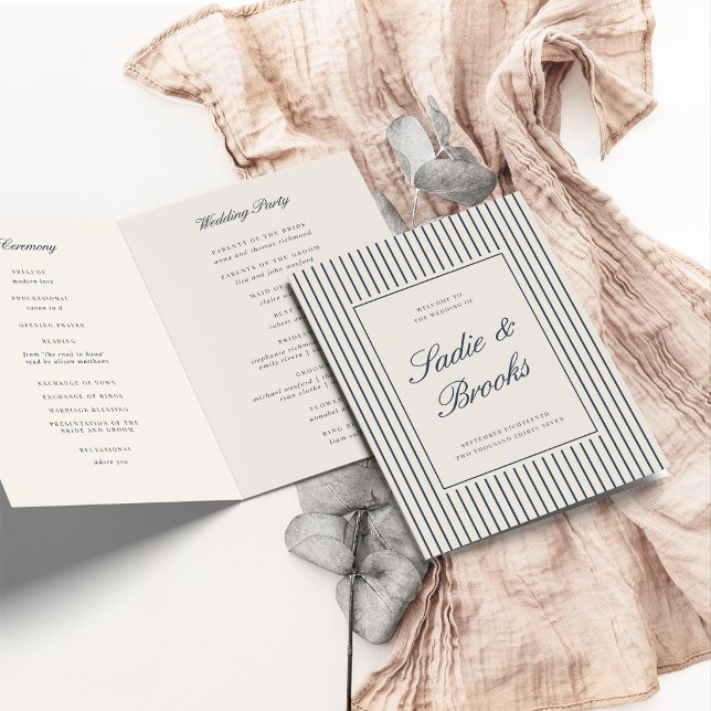 Programa Casamento de Listra Fina Clássica Navy & Creme (Criador carregado)
