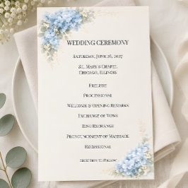 Programa Casamento de Luxo com Hortênsias Azuis Empoeiradas