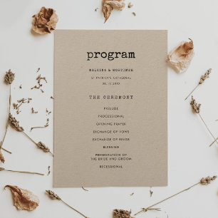 Programa Casamento de máquina de escrever minimalista Vinta