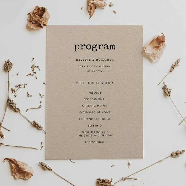 Programa Casamento de máquina de escrever minimalista Vinta (Criador carregado)