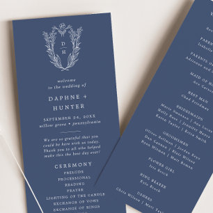 Programa Casamento de Marinhos Minimalistas Botânicos Azul 