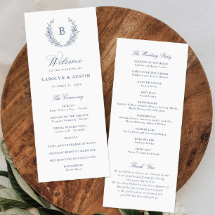 Programa Casamento de Monograma de Laurel Wreath Crest Eleg