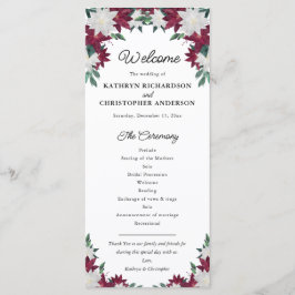 Programa Casamento de Natal com Poinsettia Burgundy e Branc