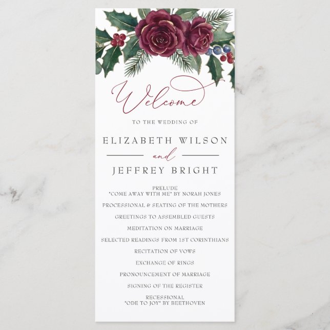 Programa Casamento de Natal de Inverno Floral Botânico (Frente)