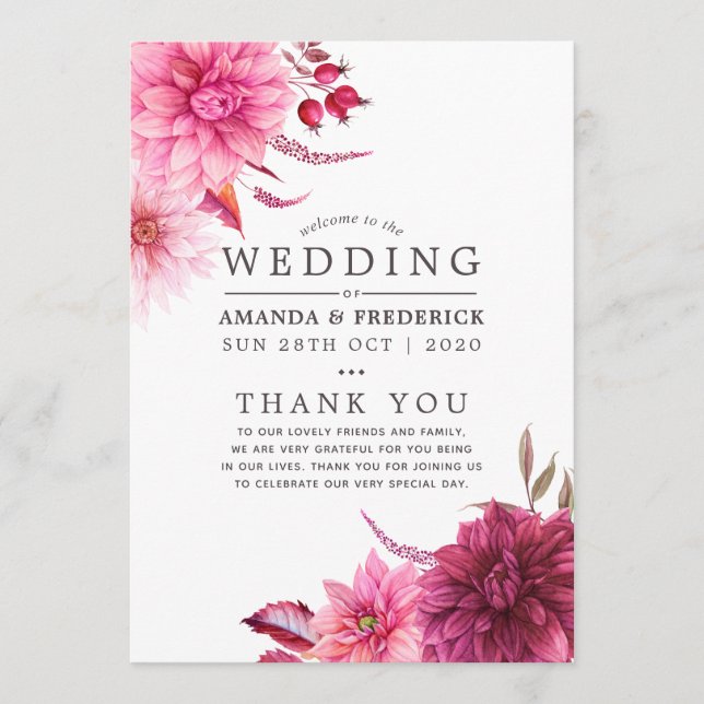 Programa Casamento de outono de Borgonha e Blush (Frente)