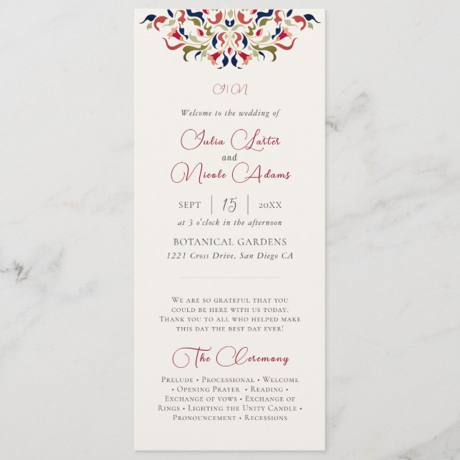 Programa Casamento De Paisley De Paisley Artístico De Luxo (Frente)