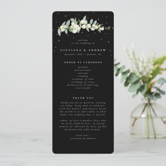 Programa Casamento de Pedra Negra Elegante+Eucalyptus (Em pé/Frente)