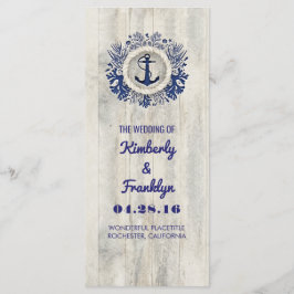 Programa Casamento de Praia de Driftwood Rustic marinho
