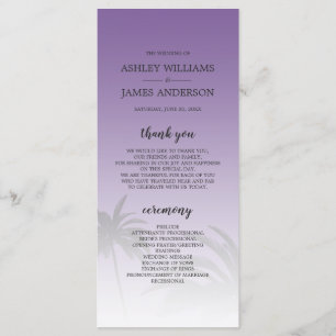 Programa Casamento de Praia de Palmeiras Tropicais Roxas