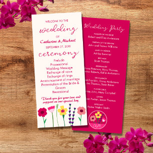 Programa Casamento de primavera Floral Colorida e Branca