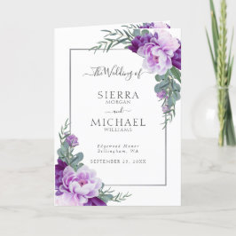 Programa Casamento De Púrpura Floral E Prata De Prata
