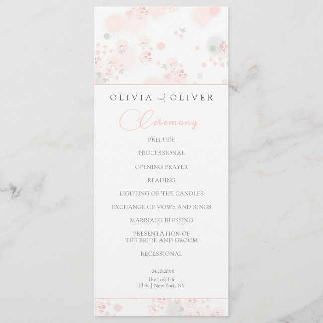 Programa Casamento de Rosas de chá suave (Frente)