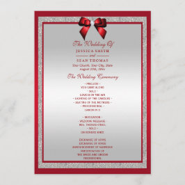 Programa Casamento de Ruby Red & Silver Glitter Elegante