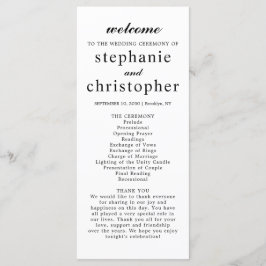 Programa Casamento de Script Negro Mínimo Elegante Simples 