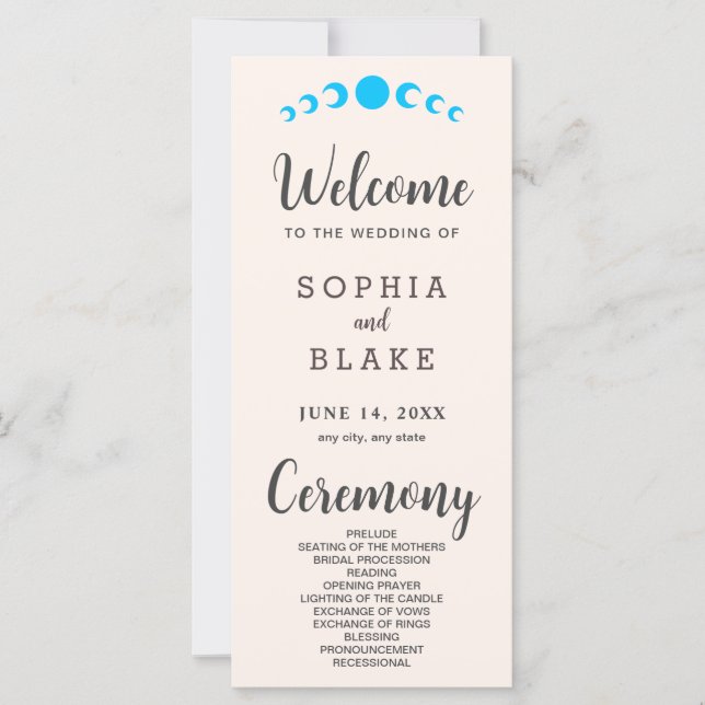 Programa Casamento de Seashell em Fases da Lua Azu (Frente)