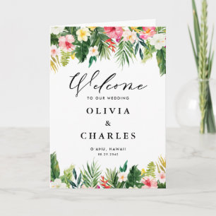 Programa Casamento de Verão com Flores Tropicais de Aquarel