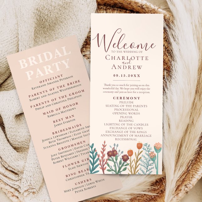 Programa Casamento de Verão Rustic Boho Wildflower (Criador carregado)
