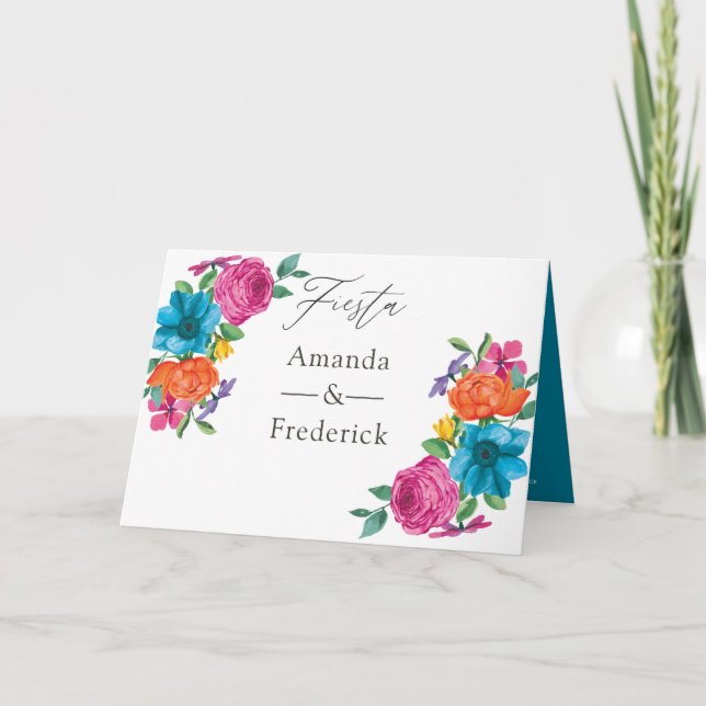Programa Casamento de Watercolor Floral Fiesta (Frente)