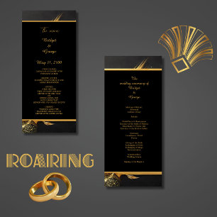 Programa casamento do 1920 de ouro negro vintage