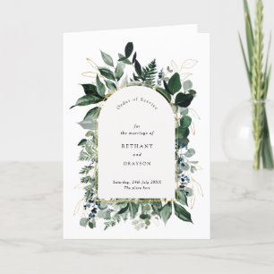 Programa Casamento do Elegante Modern Watercolor Greenery B