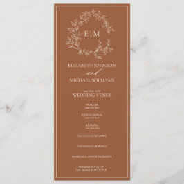 Programa Casamento do Modern Terracotta Leafy Crest Monogra
