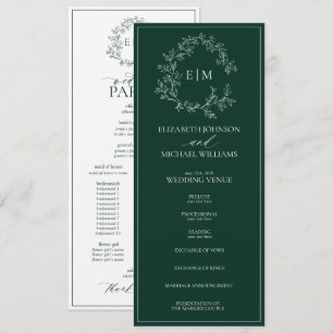 Programa Casamento do Moderno Emerald Green Leafy Crest Mon