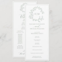 Casamento do Monograma de Folha Verde de Sábio Mod
