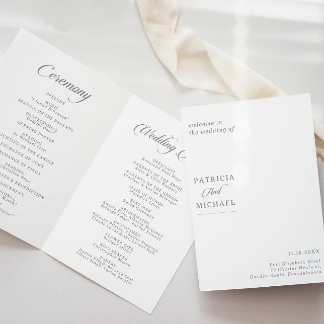 Programa Casamento Dobrado Caligrafia Chic Clássica (Criador carregado)