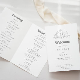 Programa Casamento Dobrado de Flor Silvestre Cinza Mínimo S