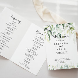 Programa Casamento Dobrado de Watercolor Eucalyptus Greener