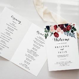 Programa Casamento Dobrado Floral do Marinho Rosa Burgundy