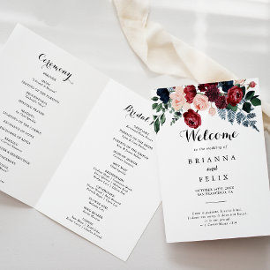Programa Casamento Dobrado Floral do Marinho Rosa Burgundy