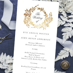 Programa Casamento Dourado Clássico Monograma de Crest Botâ