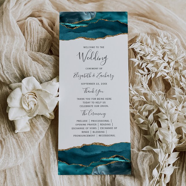 Programa Casamento Dourado de Agata Moderno do Teal (Criador carregado)