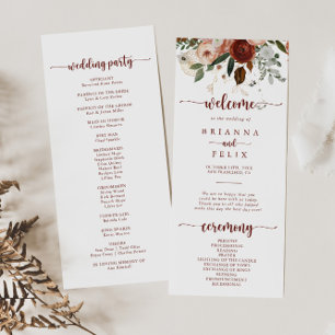 Programa Casamento Dourado de Caligrafia Floral Colorida