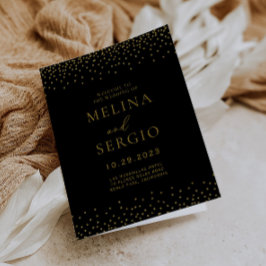 Programa Casamento Dourado de Confetti Boho Negro Dobrado