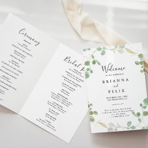 Programa Casamento Dourado de Confetti Eucalyptus Foliage