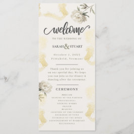 Programa Casamento Dourado Elegante Peony Floral