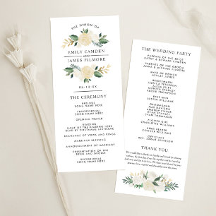 Programa Casamento Dourado Floral Greenery Wreath Elegante