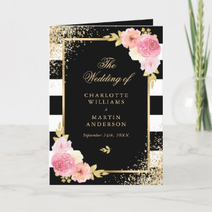 Programa Casamento Dourado Rosa-Rosa Elegante